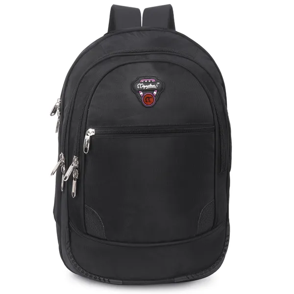 Signature_Black_Fabric_Multi_Compartment_Adjustable_Strap_21_Inch_Backpack_For_Men_And_Women