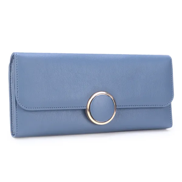 Signature_Blue_Faux_Leather_Ring_Closure_Clutch_Wallet_For_Women