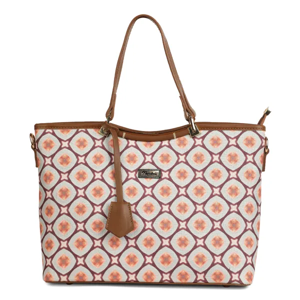 Signature_Multicolor_Fabric_Geometric_Print_Leather_Trim_Tote_Bag_For_Women