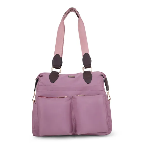 Signature_Pink_Purple_Faux_Leather_Multi_Pocket_Shoulder_Bag_For_Women