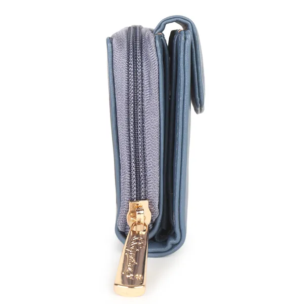 Signature_Blue_Faux_Leather_Tri_Fold_Zipper_Wallet_For_Women
