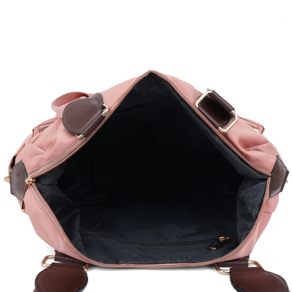 Signature_Pink_Fabric_Multi_Pocket_Adjustable_Strap_Diaper_Bag_For_Parents_With_Babies