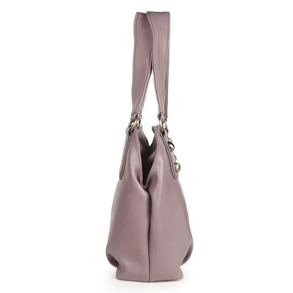 Signature_Pink_Faux_Leather_Metallic_Logo_Shoulder_Handbag_For_Women
