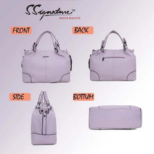 Signature_Lavender_Purple_Faux_Leather_Adjustable_Strap_Handbag_For_Women