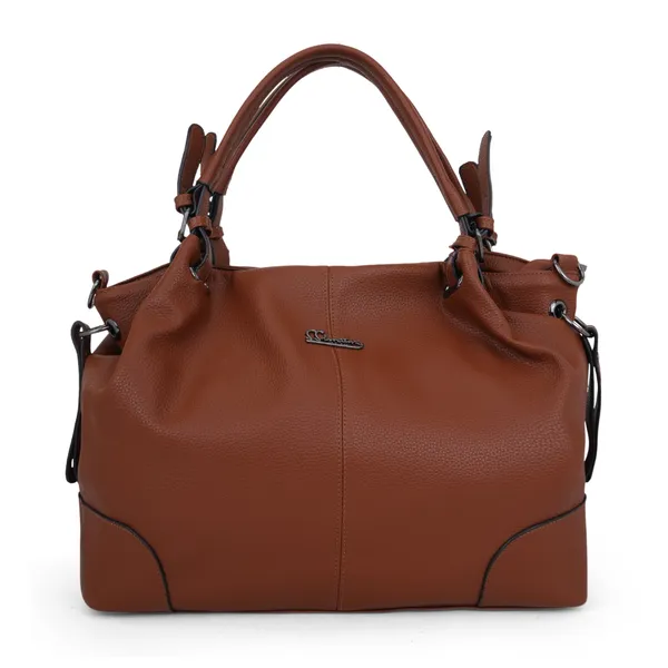 Signature_Brown_Leather_Adjustable_Strap_Handbag_For_Women