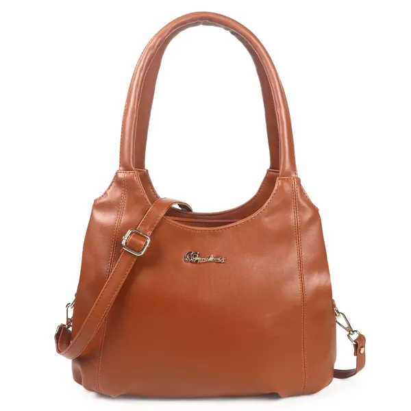 Signature_Tan_Brown_Leather_Shoulder_Handbag_For_Women