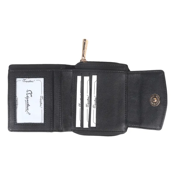 Signature_Black_Leather_Zipper_Tassel_Wallet_For_Women