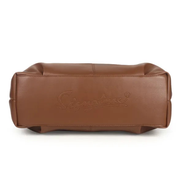 Signature_Brown_Faux_Leather_Handbag_For_Women