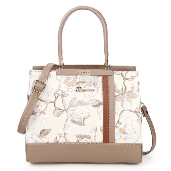 Signature_Floral_Printed_Faux_Leather_Metal_Buckle_Handbag_For_Women