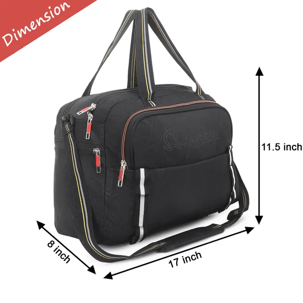 Signature_Black_Fabric_Adjustable_Strap_17_Inch_Duffel_Bag