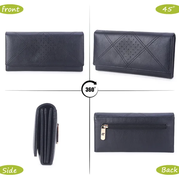 Signature_Black_Quilted_Faux_Leather_Diamond_Pattern_Long_Wallet