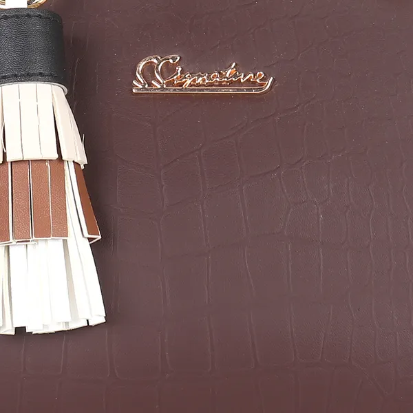 Signature_Brown_Leather_Tassel_Metal_Buckle_Handbag_For_Women