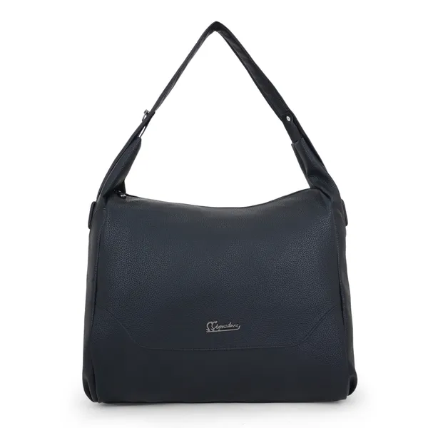 Signature_Navy_Blue_Faux_Leather_Adjustable_Strap_Hobo_Shoulder_Bag_For_Women