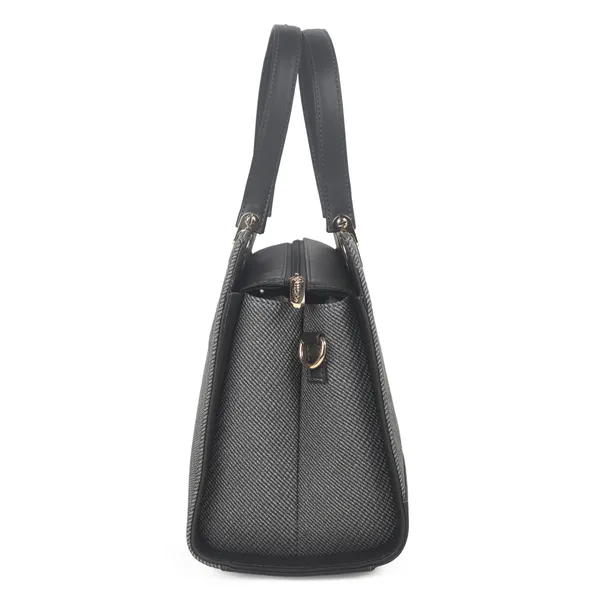 Signature_Grey_Textured_Faux_Leather_Metallic_Accent_Handbag_For_Women