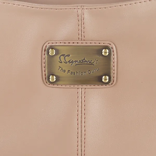 Signature_Beige_Faux_Leather_Metal_Hardware_Classic_Handle_Handbag