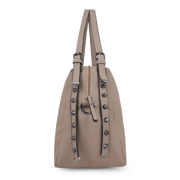 Signature_Beige_Faux_Leather_Adjustable_Strap_Tote_Handbag_For_Women