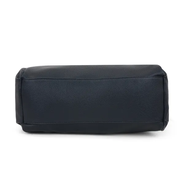 Signature_Navy_Blue_Faux_Leather_Adjustable_Strap_Hobo_Shoulder_Bag_For_Women