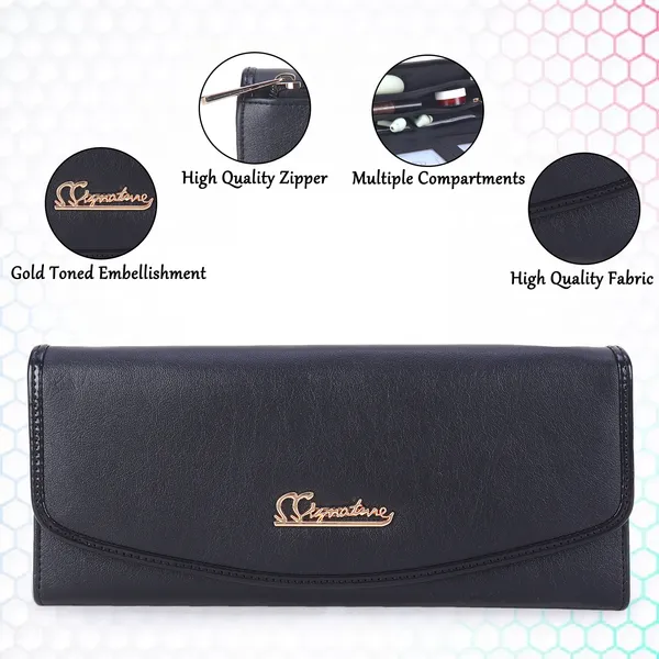 Signature_Black_Leather_Multi_Card_Wallet_For_Women