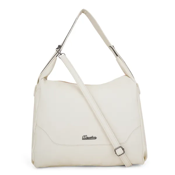 Signature_Off_White_Faux_Leather_Adjustable_Strap_Shoulder_Bag_For_Women