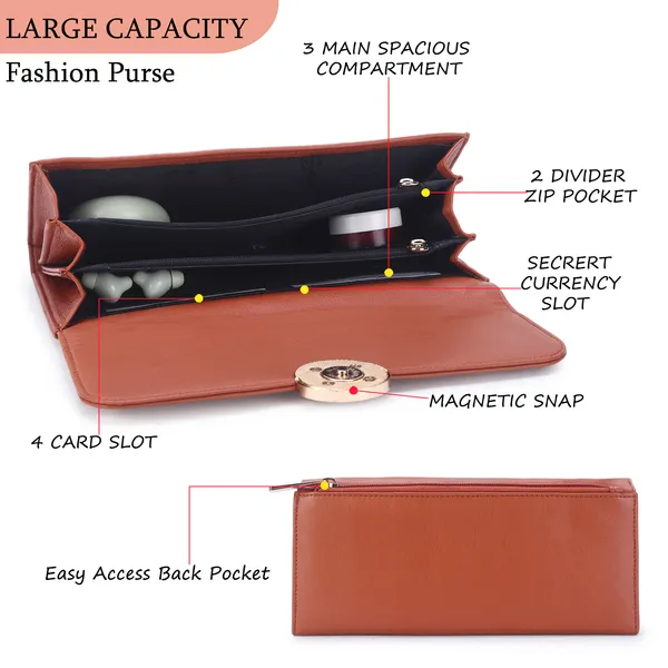 Signature_Brown_Leather_Gold_Ring_Wallet_For_Women