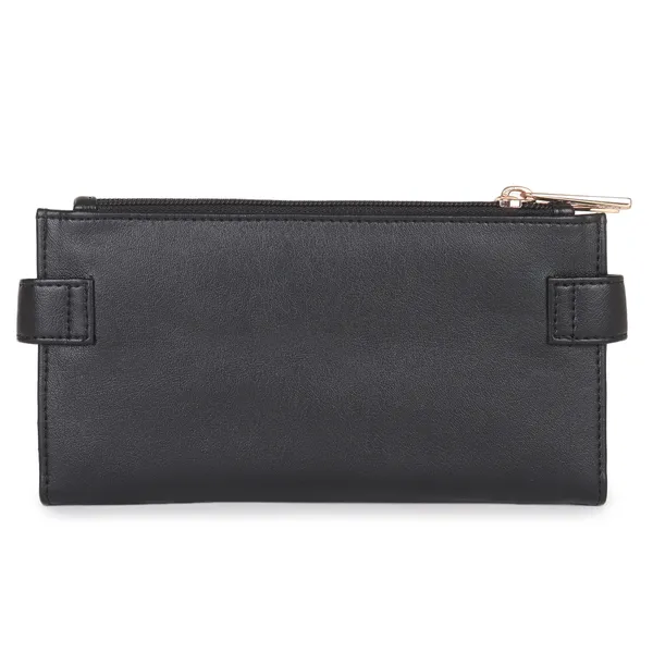 Signature_Black_Leather_Multi_Card_Buckle_Zipper_Wallet_For_Unisex