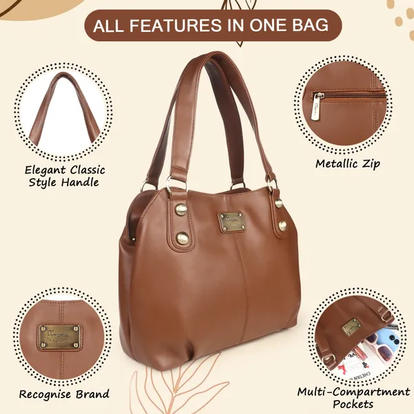 Signature_Brown_Faux_Leather_Handbag_For_Women