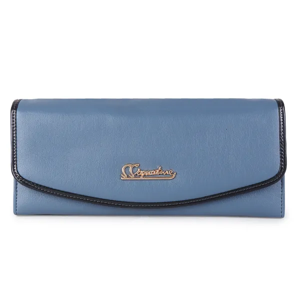 Signature_Blue_Faux_Leather_Long_Wallet