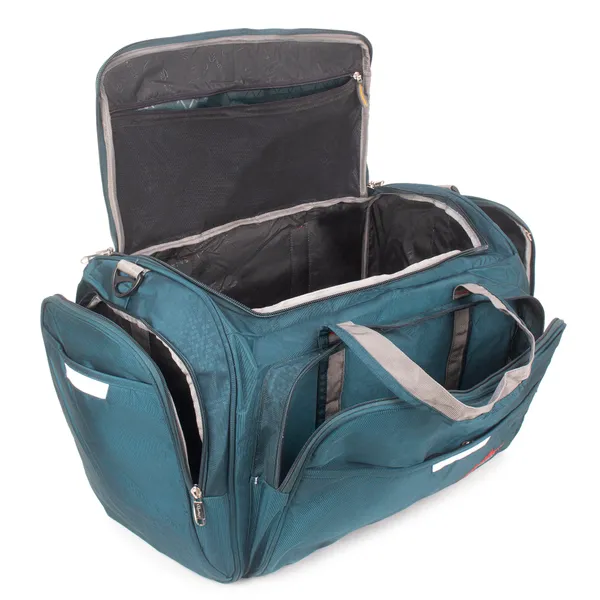 Signature_Teal_Blue_Fabric_Adjustable_Strap_Travel_Duffel_Bag_For_Unisex