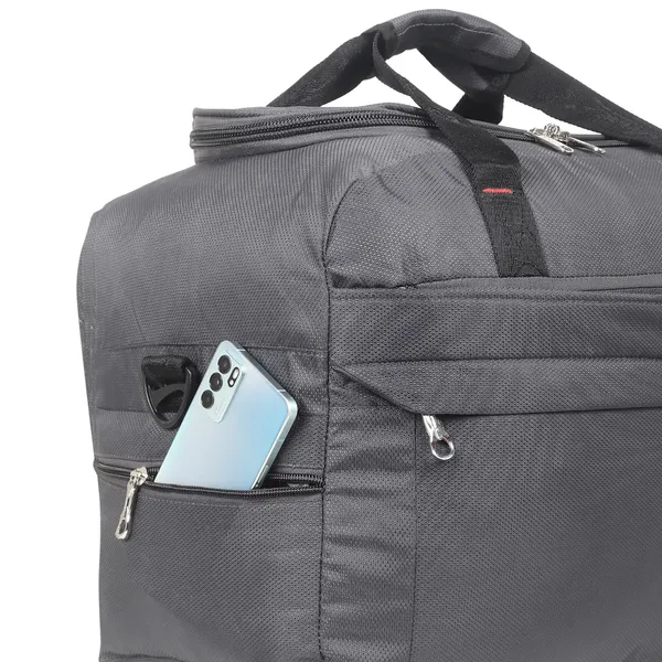 Signature_Grey_Fabric_Adjustable_Strap_Travel_Duffel_Bag