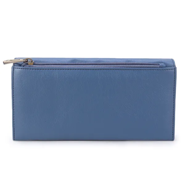 Signature_Blue_Leather_Expandable_Buckle_Wallet_For_Women