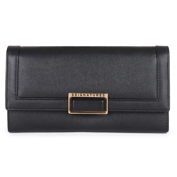 Signature_Black_Faux_Leather_Tri_Fold_Multi_Compartment_Wallet