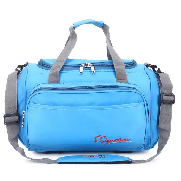 Signature_Blue_Fabric_Adjustable_Strap_Gym_Duffel_Bag_For_Men_And_Women