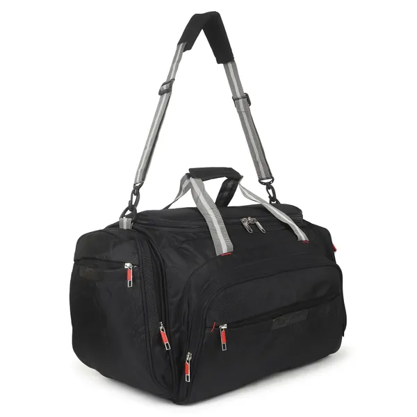 Signature_Black_Fabric_Multi_Compartment_Sports_Duffel_Bag_For_Men_And_Women