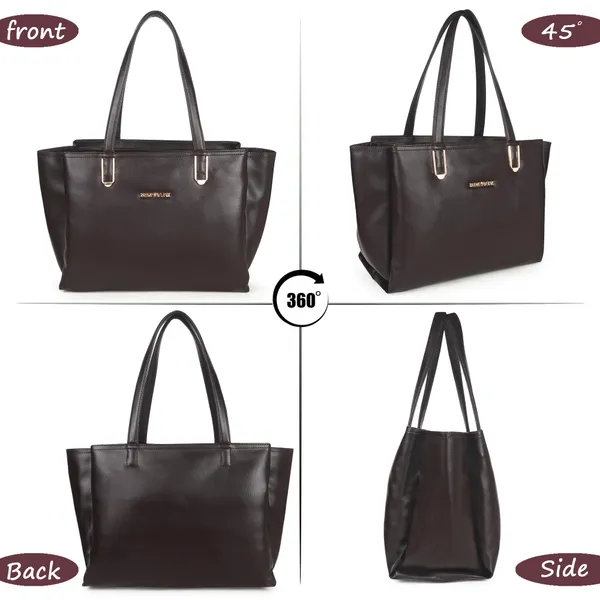 Signature_Brown_Faux_Leather_Metallic_Zip_Tote_Bag_For_Women