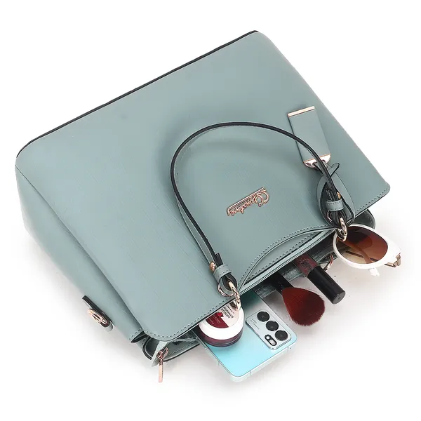 Signature_Blue_Faux_Leather_Adjustable_Strap_Handbag_For_Women