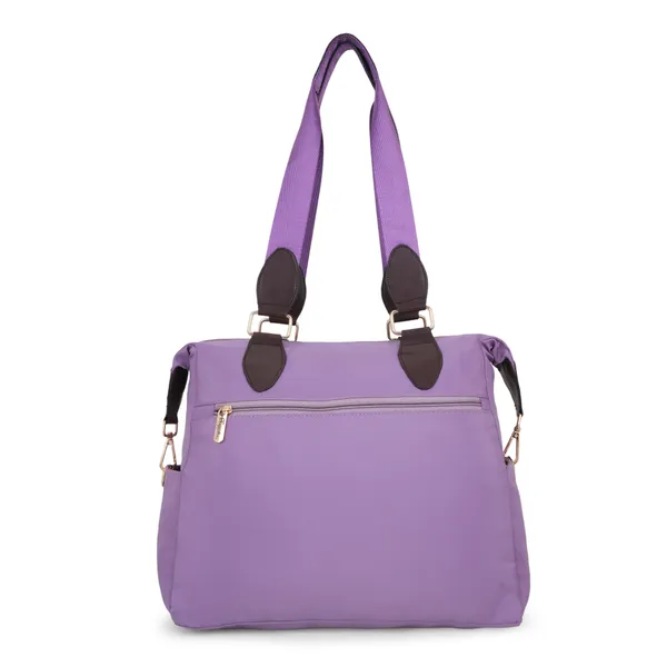 Signature_Purple_Fabric_Multi_Pocket_Adjustable_Strap_Tote_Bag_For_Women