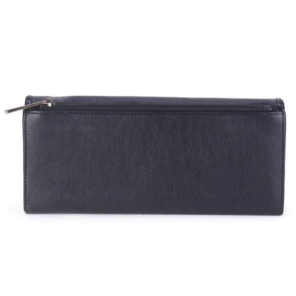 Signature_Black_Faux_Leather_Flap_Closure_Wallet_For_Women