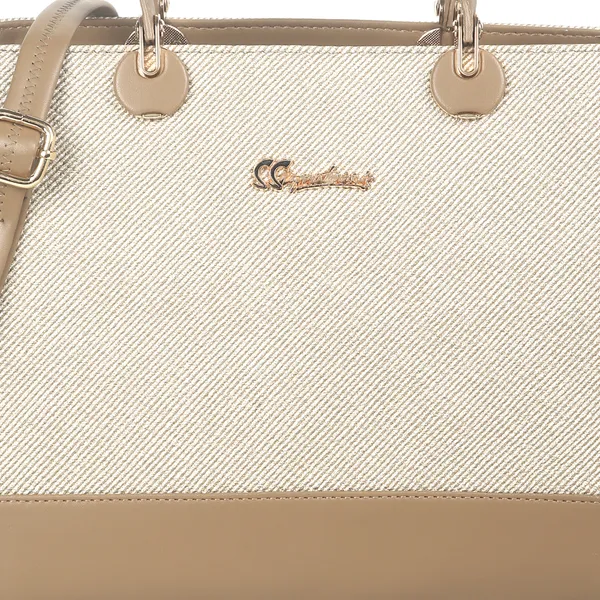 Signature_Two_Tone_Faux_Leather_Structured_Metal_Hardware_Handbag_For_Women