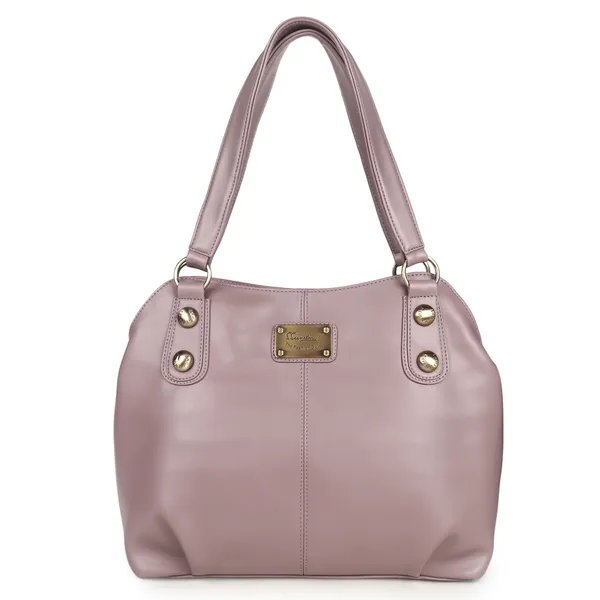 Signature_Pink_Faux_Leather_Metallic_Logo_Shoulder_Handbag_For_Women