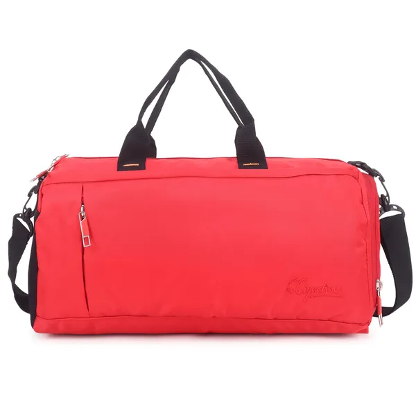 Signature_Red_Fabric_Water_Resistant_Shoe_Compartment_Duffel_Bag