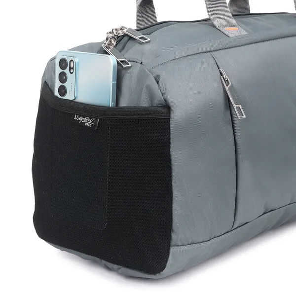 Signature_Grey_Fabric_Water_Resistant_Shoe_Compartment_Duffel_Bag