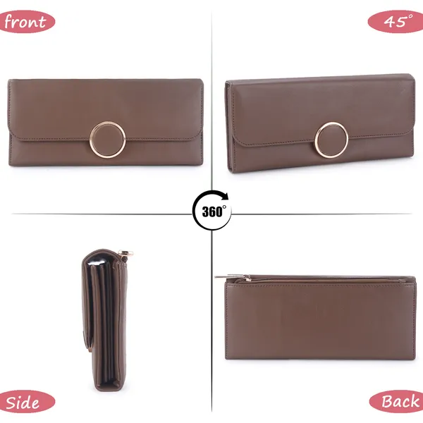 Signature_Brown_Faux_Leather_Metal_Ring_Accent_Wallet