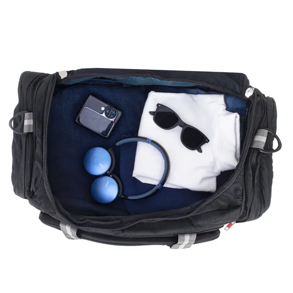Signature_Black_Fabric_Multi_Compartment_Sports_Duffel_Bag_For_Men_And_Women