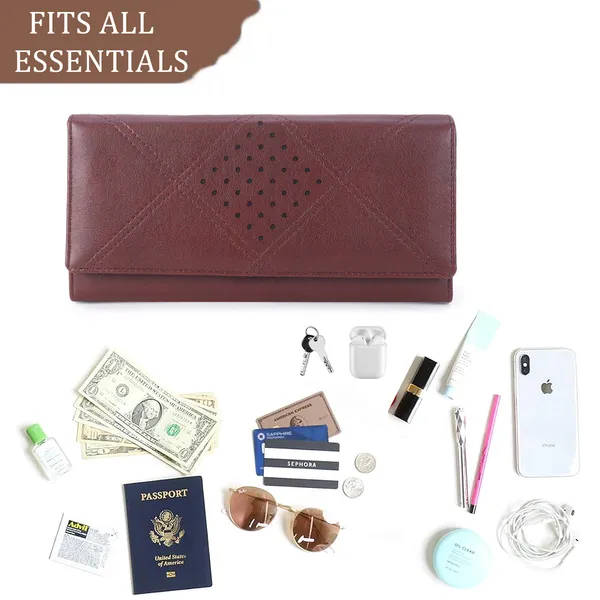 Signature_Brown_Leather_Geometric_Wallet_For_Women