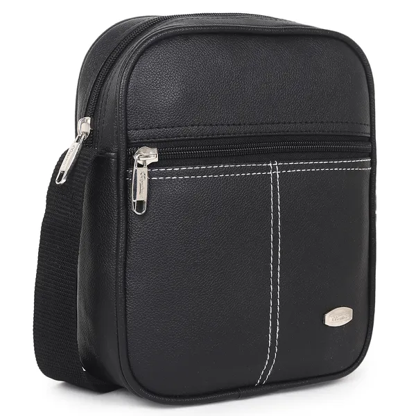 Signature_Black_Vegan_Leather_Adjustable_Strap_Messenger_Bag_For_Men