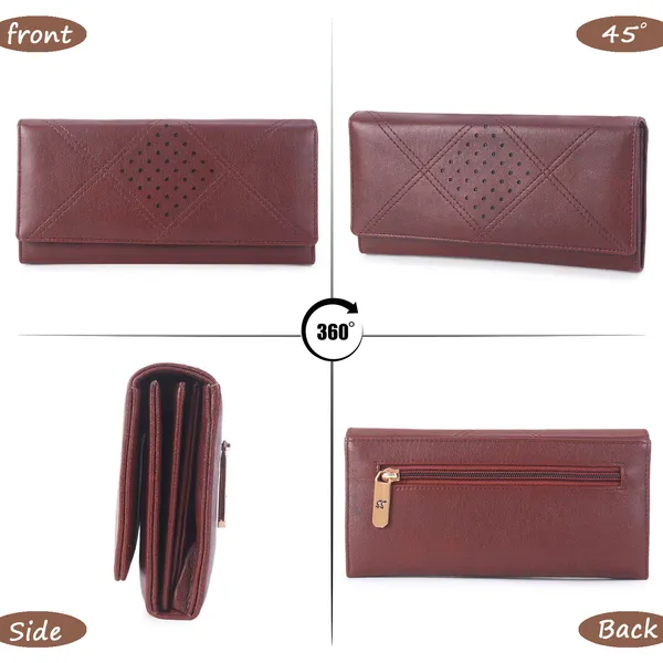 Signature_Brown_Leather_Geometric_Wallet_For_Women