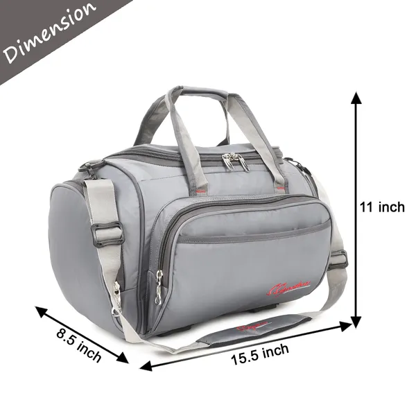 Signature_Grey_Fabric_Adjustable_Strap_Travel_Duffel_Bag_For_Men_And_Women