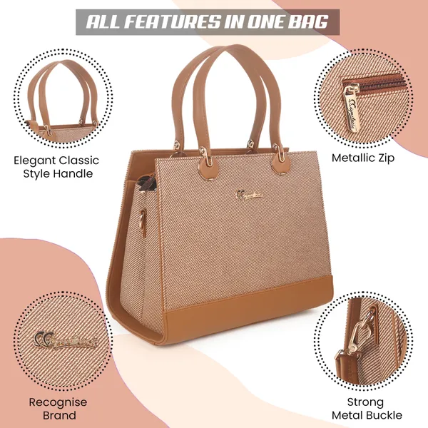 Signature_Brown_Faux_Leather_Two_Tone_Buckle_Structured_Handbag