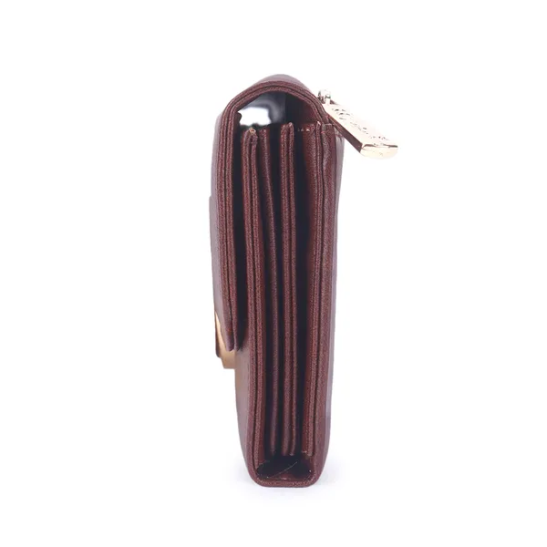 Signature_Maroon_Faux_Leather_Ring_Clasp_Long_Wallet_For_Women