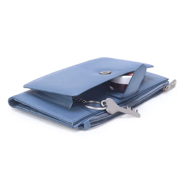 Signature_Blue_Faux_Leather_Zipper_Wallet_For_Women